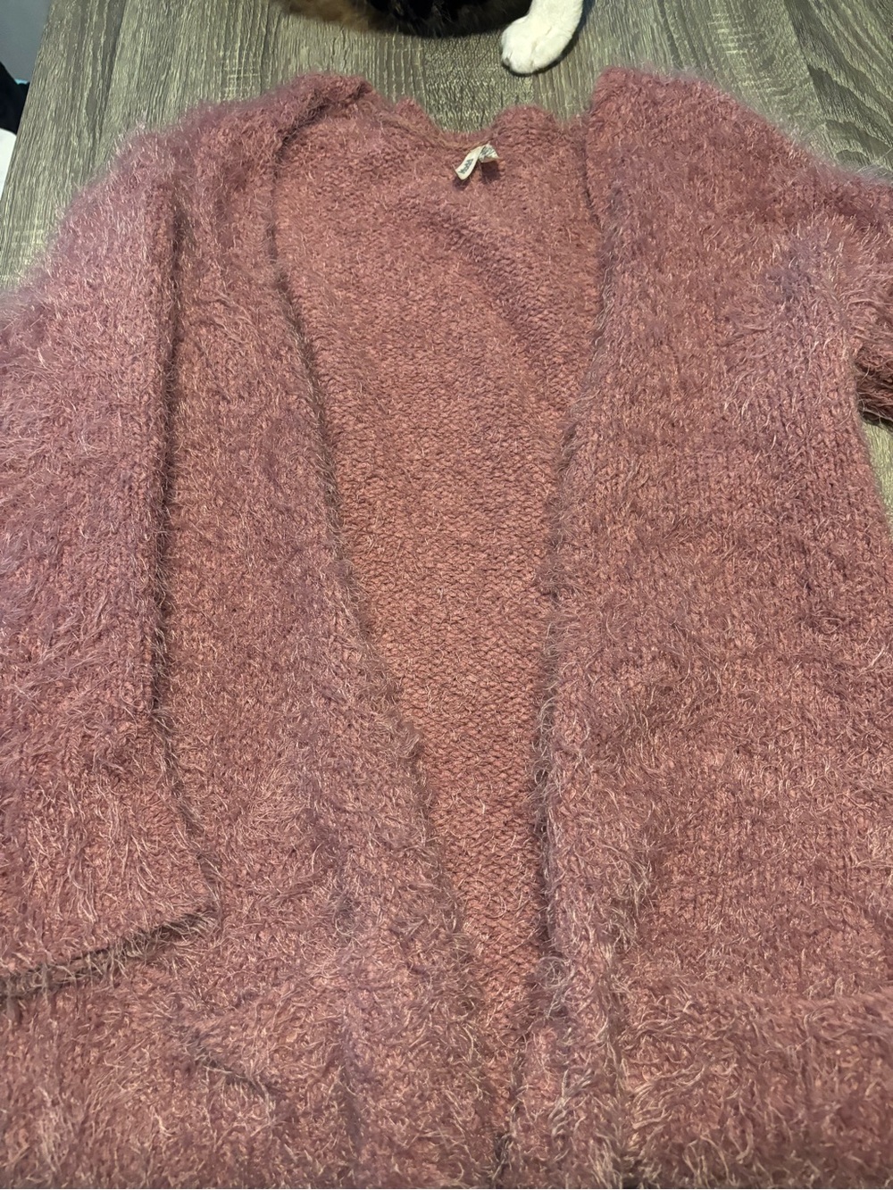 Mudd Mauve Fuzzy Open-Front Women's Cardigan